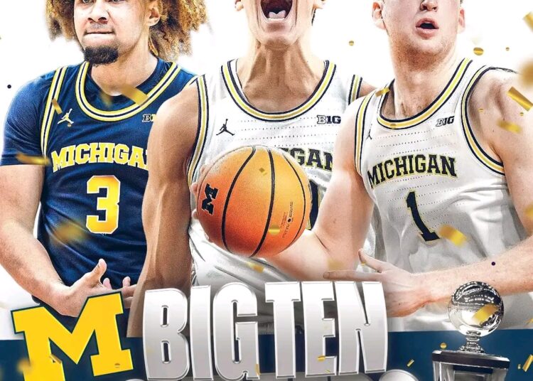 BIG TEN TOURNAMENT CHAMPS 🏆  For the first time since 2018, umichbball wins the b1gmbb tournament title!
