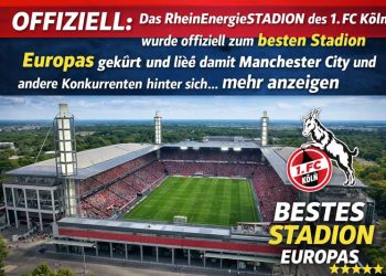 OFFIZIELL: Das RheinEnergieSTADION des 1. FC Köln wurde offiziell zum besten Stadion Europas gekürt und ließ damit Manchester City und andere Konkurrenten hinter sich… mehr anzeigen